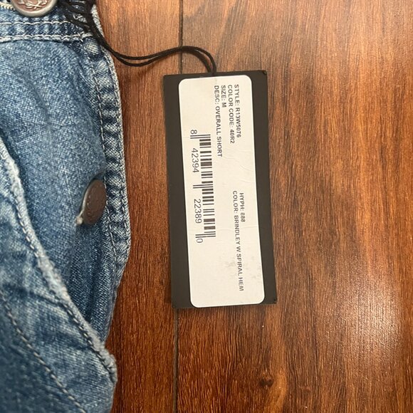 R13 Brindley Wash Distressed Denim Overall Shorts Size M | Frayed Hem - Picture 3 of 6